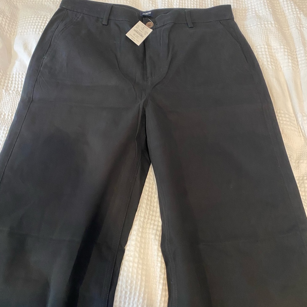 J.Crew wide leg chino pant. Black. Size 12. NWT.
